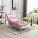 Chaise Lounge Indoor, Button Tufted Upholstered Chaise Lounge Chair With Pillow by HouseOfZazla