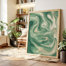 Emerald Waves: Abstract Fluid Art Print