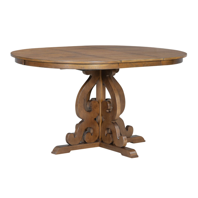 5-Piece Retro Functional Dining Set, 1 Extendable Table with a 16-inch Leaf and 4 Upholstered Chairs for Dining Room and Kitchen (Walnut)