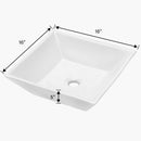 16" 6" Modern European Square Vessel Sink Glossy Porcelain Bathroom Vanity Top Above Counter Ceramic Basin - White by HouseOfZazla