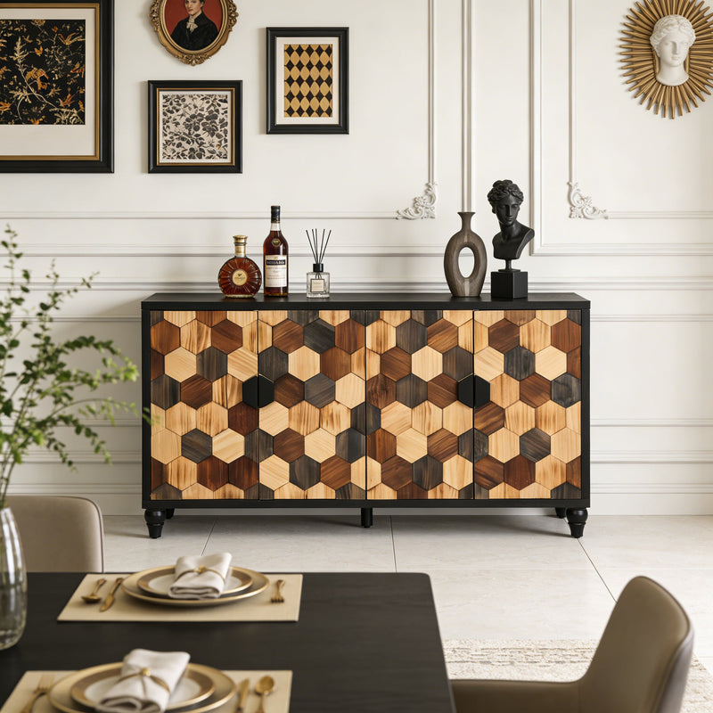Distressed Storage Cabinet with Honeycomb Pattern, photo 6 of 10