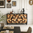 Distressed Storage Cabinet with Honeycomb Pattern
