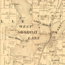 Vintage Map of Dickinson County, Iowa 1883