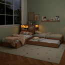 L-Shaped Bed Frame With Trundle, Built In Desk & LED Lighting by HouseOfZazla