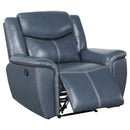 Brier - Upholstered Padded Arm Recliner Chair With Manual Recline And Pillowtop Arms - Blue by HouseOfZazla