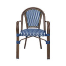 Bistro Chair With 2 Toned Checkered Pattern, (Set of 2) - White / Navy