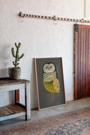Stylized Owl with Golden Feathers