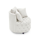 Modern Upholstered Swivel Chair With Button Tufted Design And Movable Wheels by HouseOfZazla
