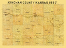 Vintage Map of Kingman County, Kansas 1887