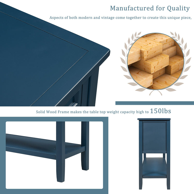 44.5" Modern Console Table Sofa Table for Living Room with 7 Drawers, 1 Cabinet and 1 Shelf