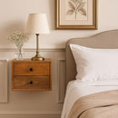 Solid Wood Solis Wall-Mounted Nightstand, 2-Drawers, Oak-ish