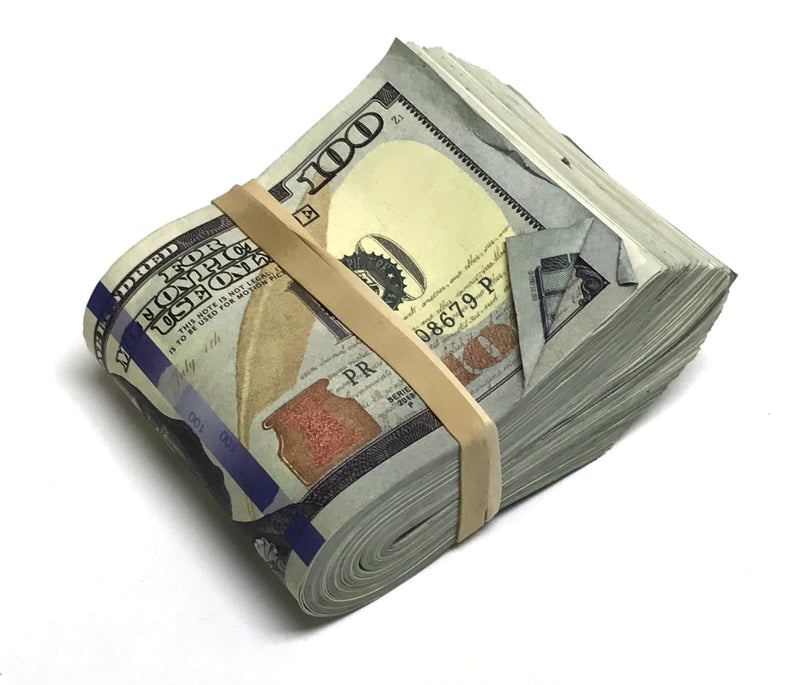 Money Prop - New Style $100 Aged Look $10,000 Blank Filler Fat Fold