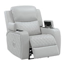 Elonzo - Power Motion Recliner With LED, Power Headrest & Speaker - Light Gray by Unique Piece Furniture