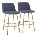 Toriano - Contemporary, Fixed Height Counter Stool With Swivel With Round Footrest (Set of 2) by HouseOfZazla