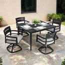 Outdoor Modern Dining Set, Chairs Sunbrella Cushioned And Dining Table With Umbrella Hole by Unique Piece Furniture