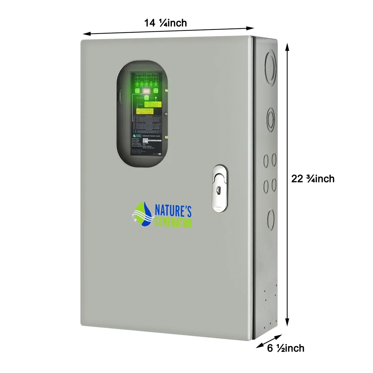 Nature's Generator 30A Automatic Generator Transfer Switch, dimensions drawing