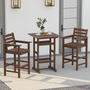 30 Inch Square Bar Table Dining Table with Slatted Tabletop for Poolside-Brown