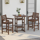 30 Inch Square Bar Table Dining Table with Slatted Tabletop for Poolside by LJGDeals