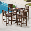 30 Inch Square Bar Table Dining Table with Slatted Tabletop for Poolside by LJGDeals