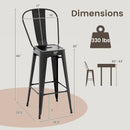 Set of 4 Bar Height Chairs Stackable Metal Bar Stools with Removable Backrest by LJGDeals