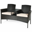 Modern Patio Conversation Set with Built-in Coffee Table and Cushions by LJGDeals