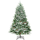 6.5 Feet Pre-lit Snow Flocked Hinged Artificial Christmas Tree by LJGDeals