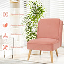 Velvet Accent Armless Side Chair with Rubber Wood Legs for Bedroom by LJGDeals