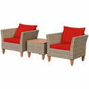 3 Pieces Patio Rattan Furniture Set with Washable Cushion for Yard Porch by LJGDeals
