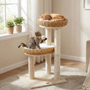 30-Inch Cat Tower with 2 Rattan Cat Baskets for Indoor Kittens by LJGDeals