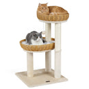 30-Inch Cat Tower with 2 Rattan Cat Baskets for Indoor Kittens by LJGDeals