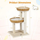 30-Inch Cat Tower with 2 Rattan Cat Baskets for Indoor Kittens by LJGDeals