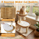 30-Inch Cat Tower with 2 Rattan Cat Baskets for Indoor Kittens by LJGDeals