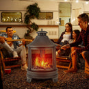 30 Inch Outdoor Fire Pit Chiminea with Grill for Garden BBQ by DirectDeals