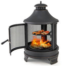 30 Inch Outdoor Fire Pit Chiminea with Grill for Garden BBQ by DirectDeals