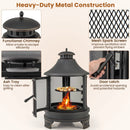 30 Inch Outdoor Fire Pit Chiminea with Grill for Garden BBQ by DirectDeals