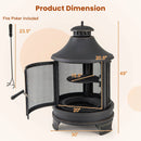 30 Inch Outdoor Fire Pit Chiminea with Grill for Garden BBQ by DirectDeals