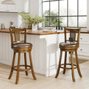 Swivel Bar Stools Set of 2 with Rattan Backrest - Brown by DirectDeals