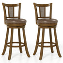 Swivel Bar Stools Set of 2 with Rattan Backrest - Brown by LJGDeals