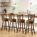 Swivel Bar Stools Set of 2 with Rattan Backrest - Brown by DirectDeals