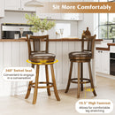 Swivel Bar Stools Set of 2 with Rattan Backrest - Brown by LJGDeals