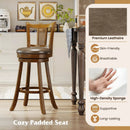 Swivel Bar Stools Set of 2 with Rattan Backrest - Brown by DirectDeals