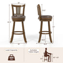 Swivel Bar Stools Set of 2 with Rattan Backrest - Brown by DirectDeals