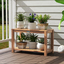 30 Inch Teak Wood Shower Bench Inside Shower Stool with Storage Shelf by DirectDeals