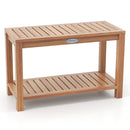 30 Inch Teak Wood Shower Bench Inside Shower Stool with Storage Shelf by LJGDeals