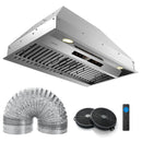 30 Inch Under Cabinet Range Hood with 4 Fan Speeds and Baffles Filters-Silver by LJGDeals