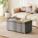 30 Inches Storage Ottoman Bench with Tray and Rubber Wood Legs-Gray by LJGDeals