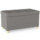 30 Inches Storage Ottoman Bench with Tray and Rubber Wood Legs-Gray by LJGDeals
