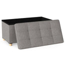 30 Inches Storage Ottoman Bench with Tray and Rubber Wood Legs-Gray by LJGDeals