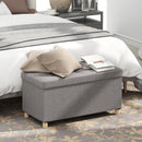 30 Inches Storage Ottoman Bench with Tray and Rubber Wood Legs-Gray by LJGDeals