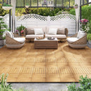 30 PCS Interlocking Deck Tiles 12 x 12 Inch Acacia Wood Patio Tiles with Straight Slats-Natural by LJGDeals